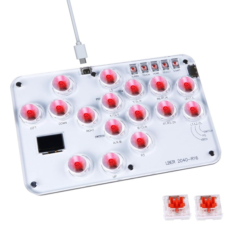 DO-CAM Leverless Controller Arcade Stick R16, Arcade Stick All-Button Controller for PC/PS3/PS4/Steam/Switch, Arcade Stick Street Fight with Turbo Function & Custom RGB(Support Hot Swap & SOCD-White) - Image 1